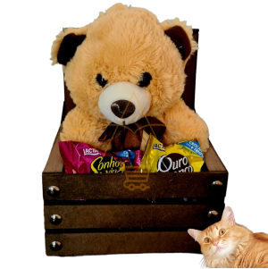Cesta No Báu Ursinho Pelucia Chocolate Presente