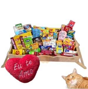 Cesta Café Manhã Chocolate Presente 52 Itens Romantica Caneca Pelucia